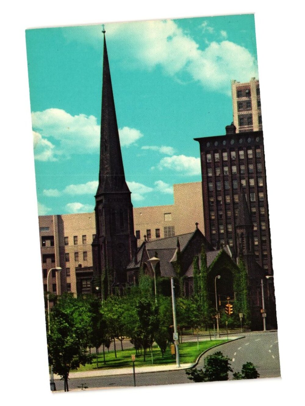 St Pauls Episcopal Cathedral Postcard Buffalo NY Landmark Gothic Architecture Hi